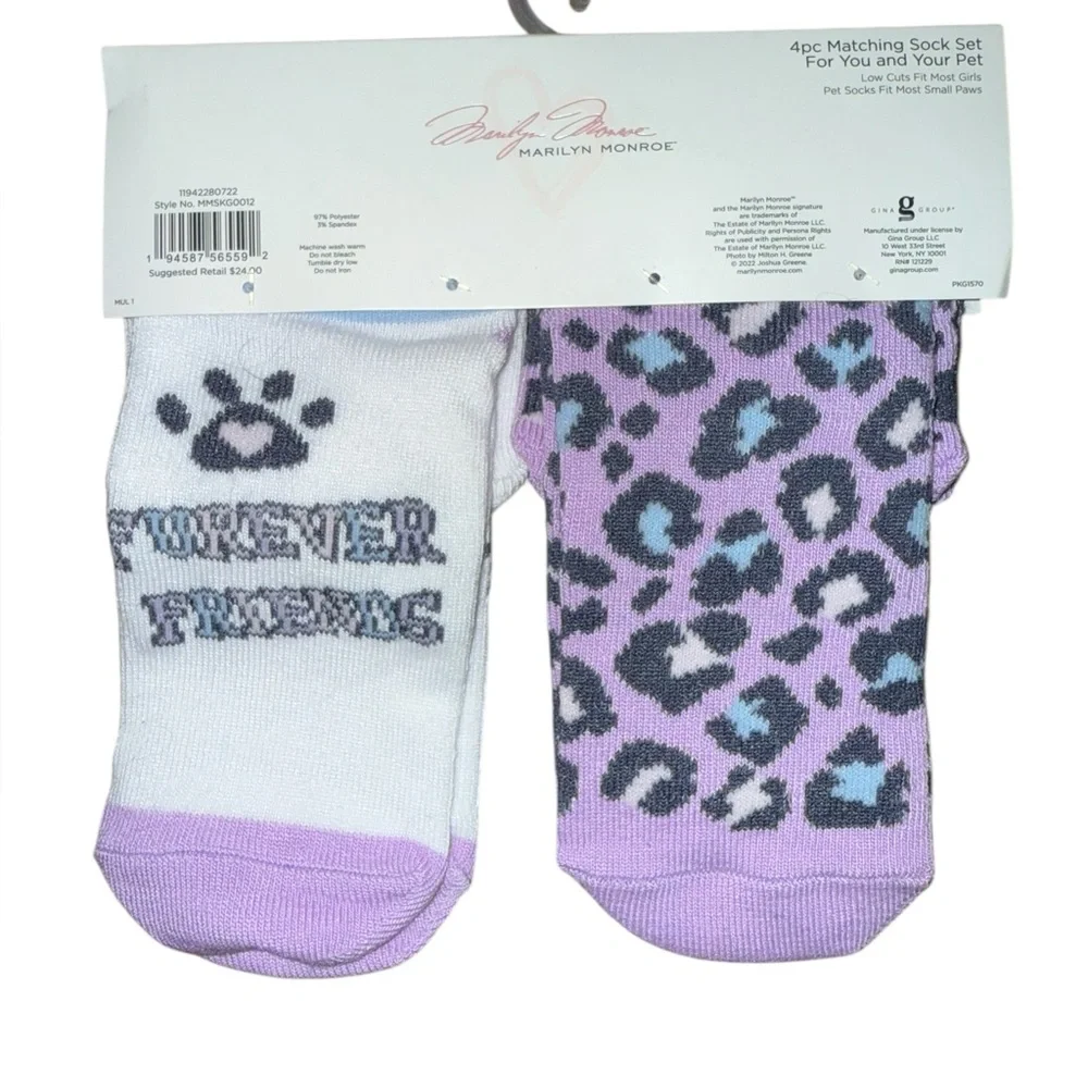 Marilyn Monroe Matching Pet and Owner Socks (small pet) 3 sets of 2 each new nwt